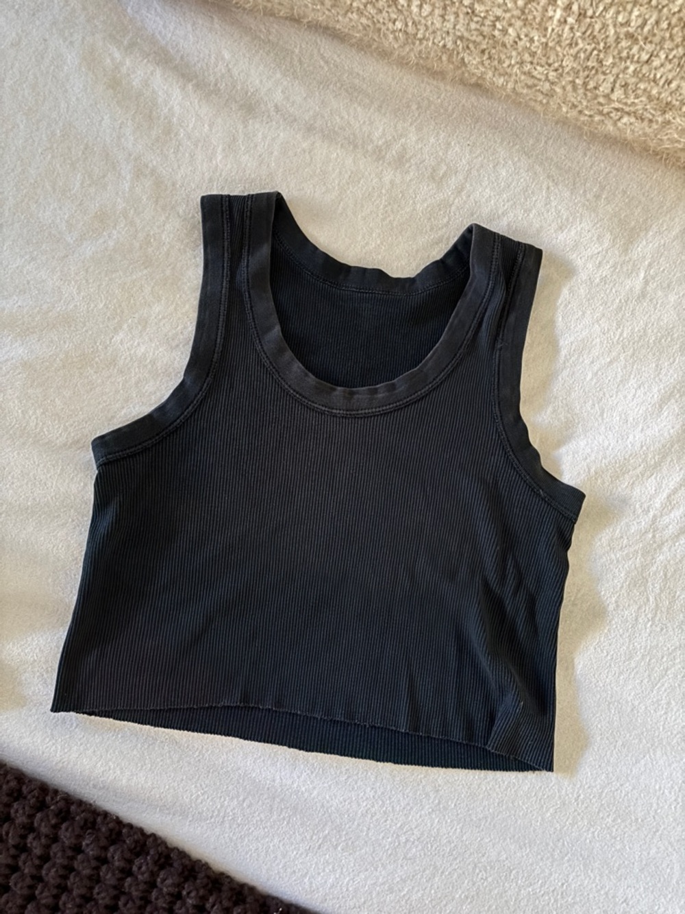 Brandy Melville Black Ribbed Crop Tank